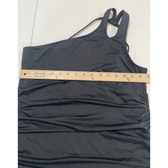 La Blanca Island Goddess One Shoulder Keyhole Tankini Top & Bottom Black SzUS 16 - Picture 9 of 12